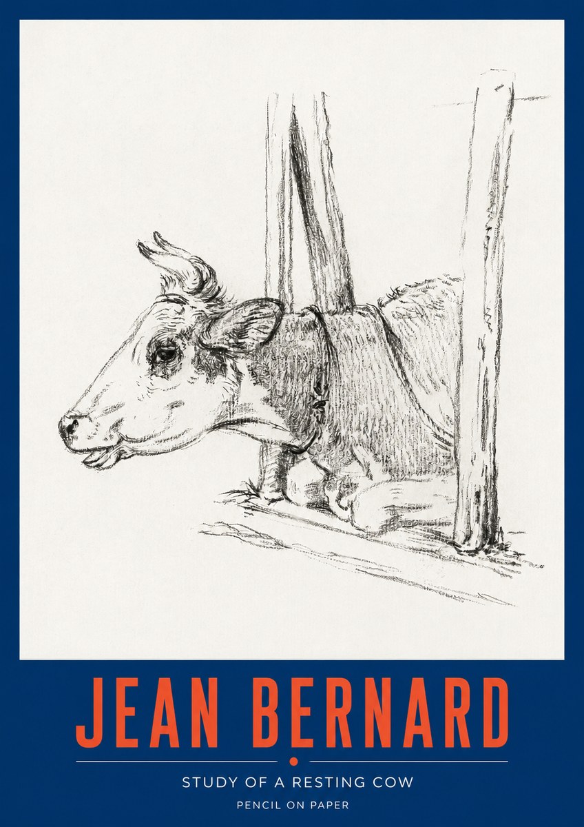 Jean Bernard Study of a Resting Cow II No2 - Poszter