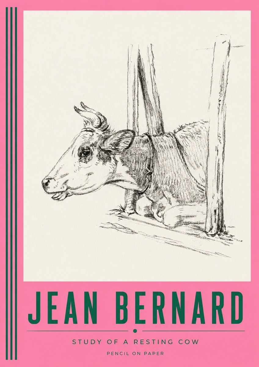 Jean Bernard Study of a Resting Cow II No3 - Poszter
