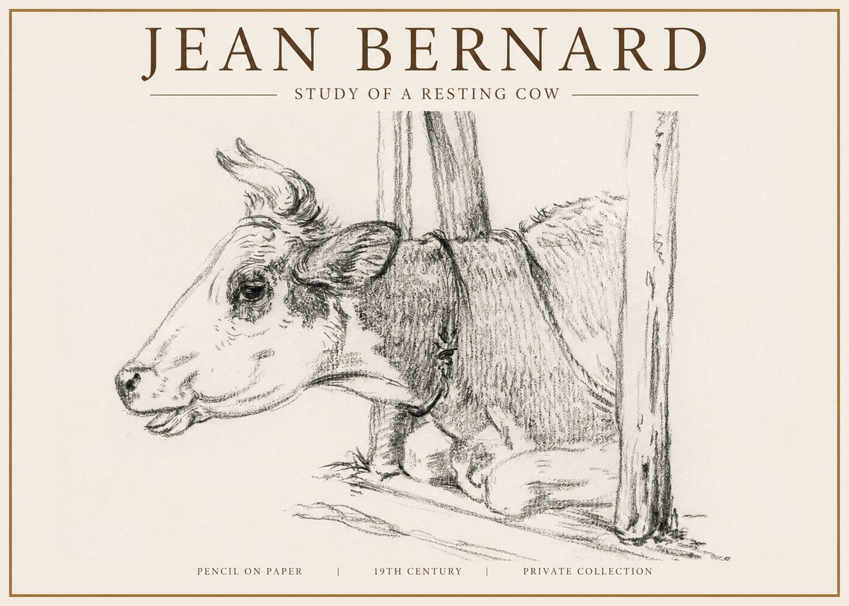 Jean Bernard Study of a Resting Cow II No4 - Poszter