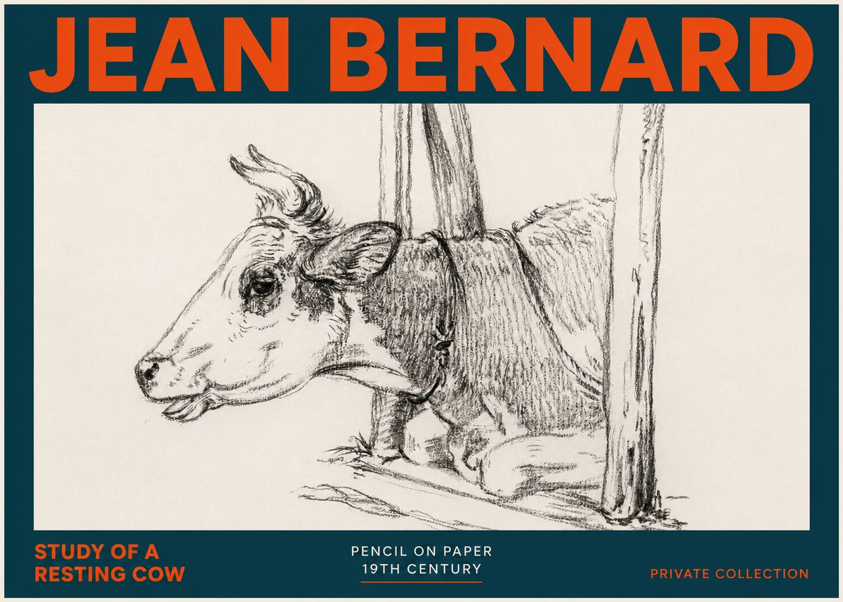 Jean Bernard Study of a Resting Cow II No5 - Poszter
