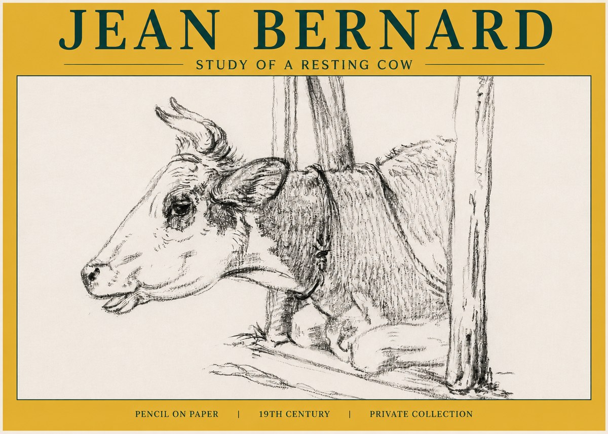 Jean Bernard Study of a Resting Cow II No6 - Poszter