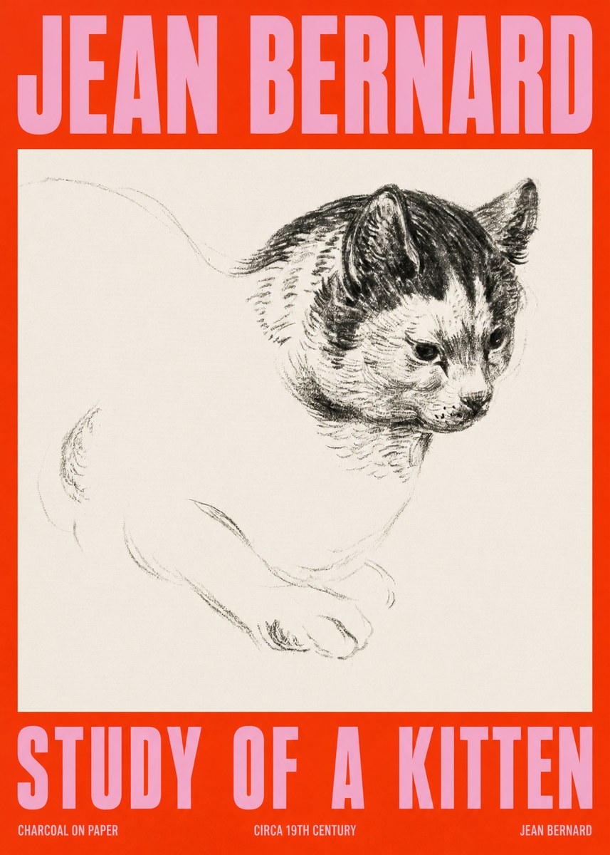 Jean Bernard Study of a Kitten I No2 - Poszter