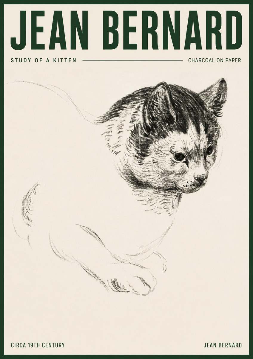 Jean Bernard Study of a Kitten I No3 - Poszter