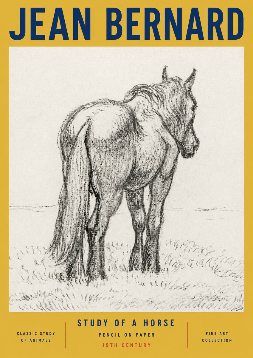 Jean Bernard Study of a Horse II No3 - Poszter