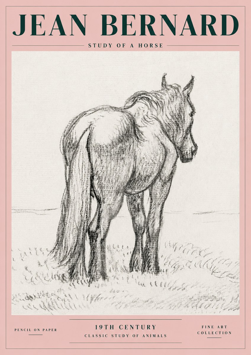 Jean Bernard Study of a Horse II No4 - Poszter