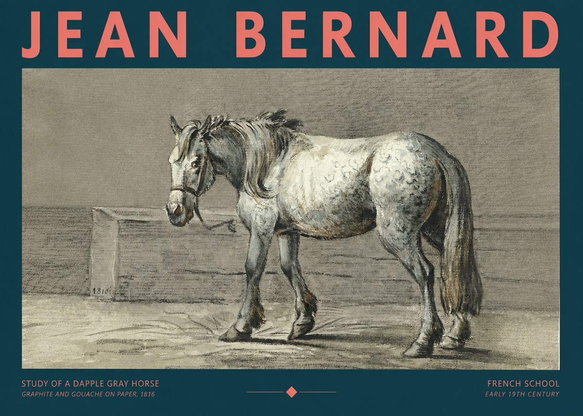 Jean Bernard Study of a Dapple Gray Horse No2 - Poszter