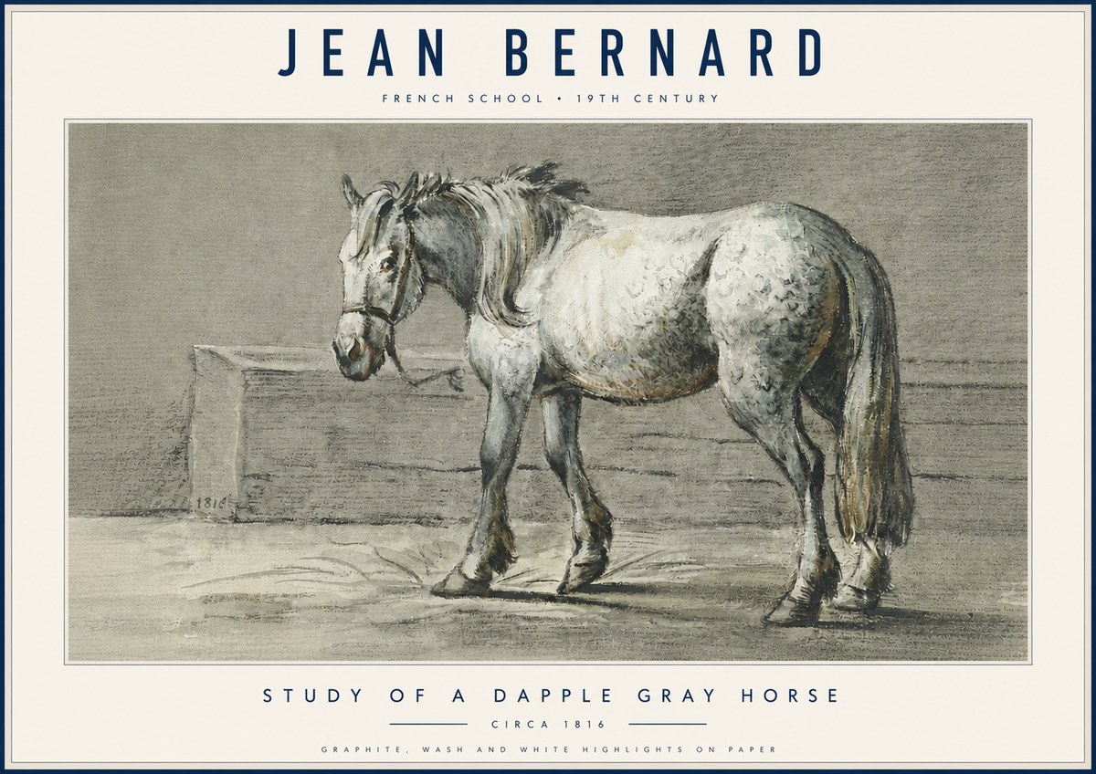 Jean Bernard Study of a Dapple Gray Horse No6 - Poszter