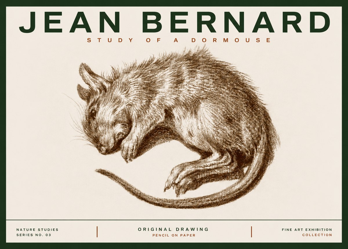Jean Bernard Study of a Dormouse No3 - Poszter