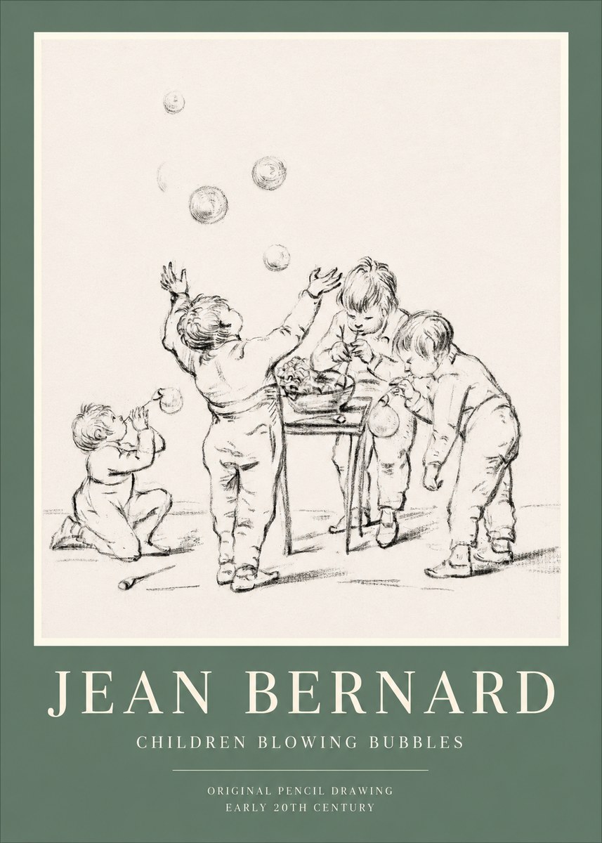 Jean Bernard Children Blowing Bubbles No1 - Poszter