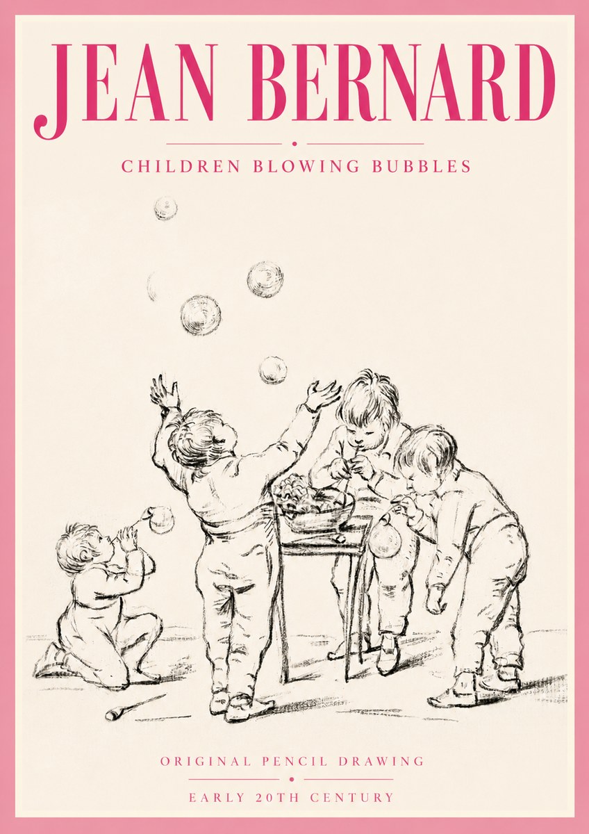 Jean Bernard Children Blowing Bubbles No5 - Poszter