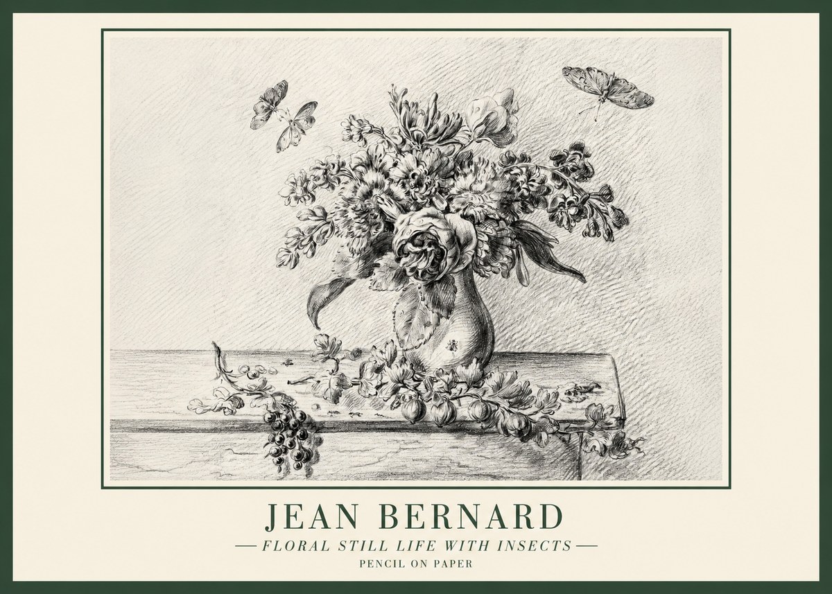 Jean Bernard Floral Still Life with Insects No1 - Poszter