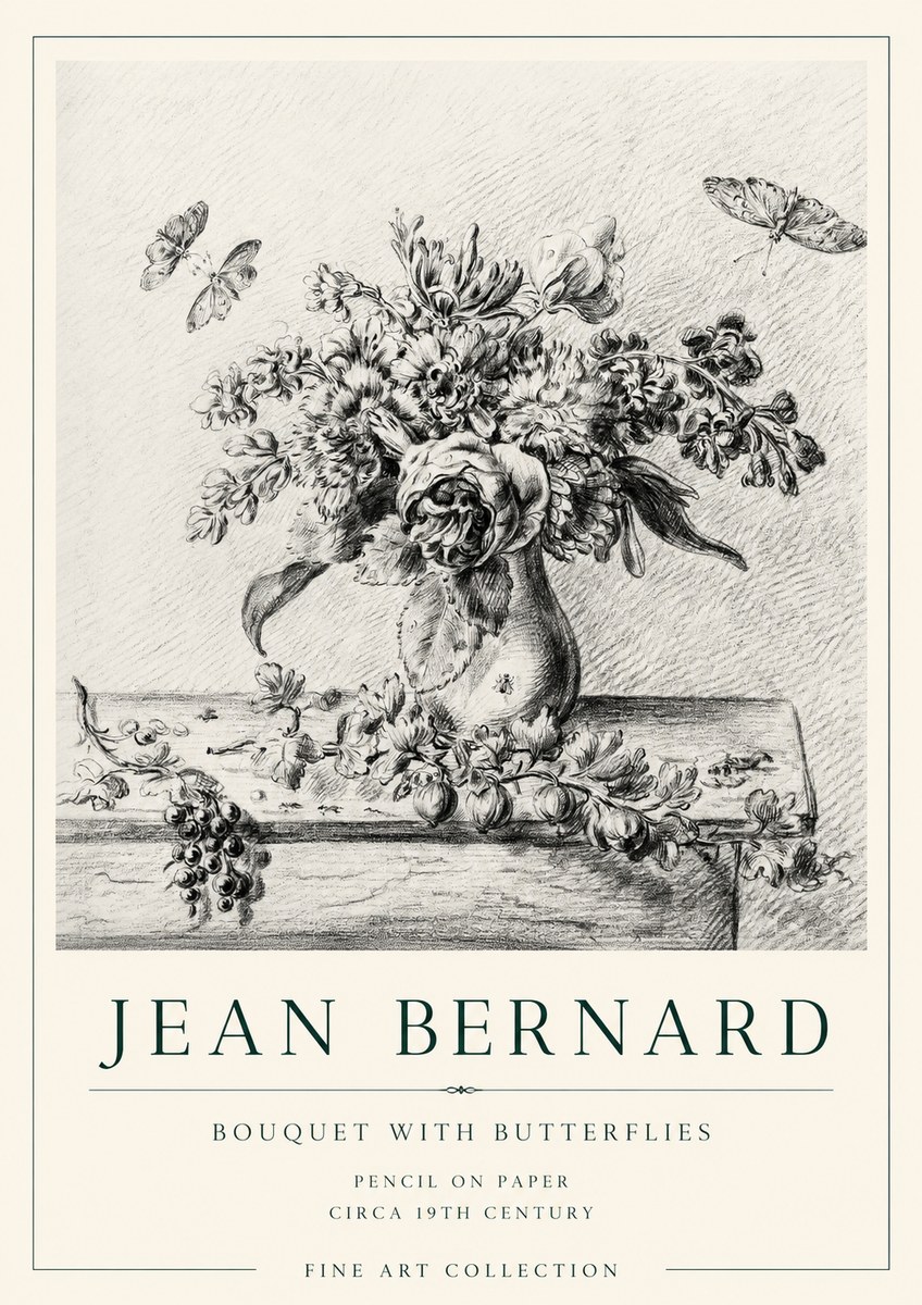 Jean Bernard Floral Still Life with Insects No2 - Poszter