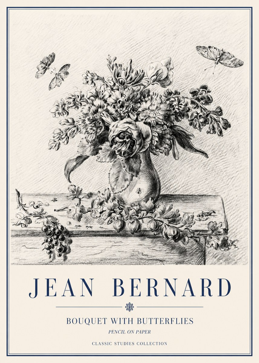 Jean Bernard Floral Still Life with Insects No5 - Poszter