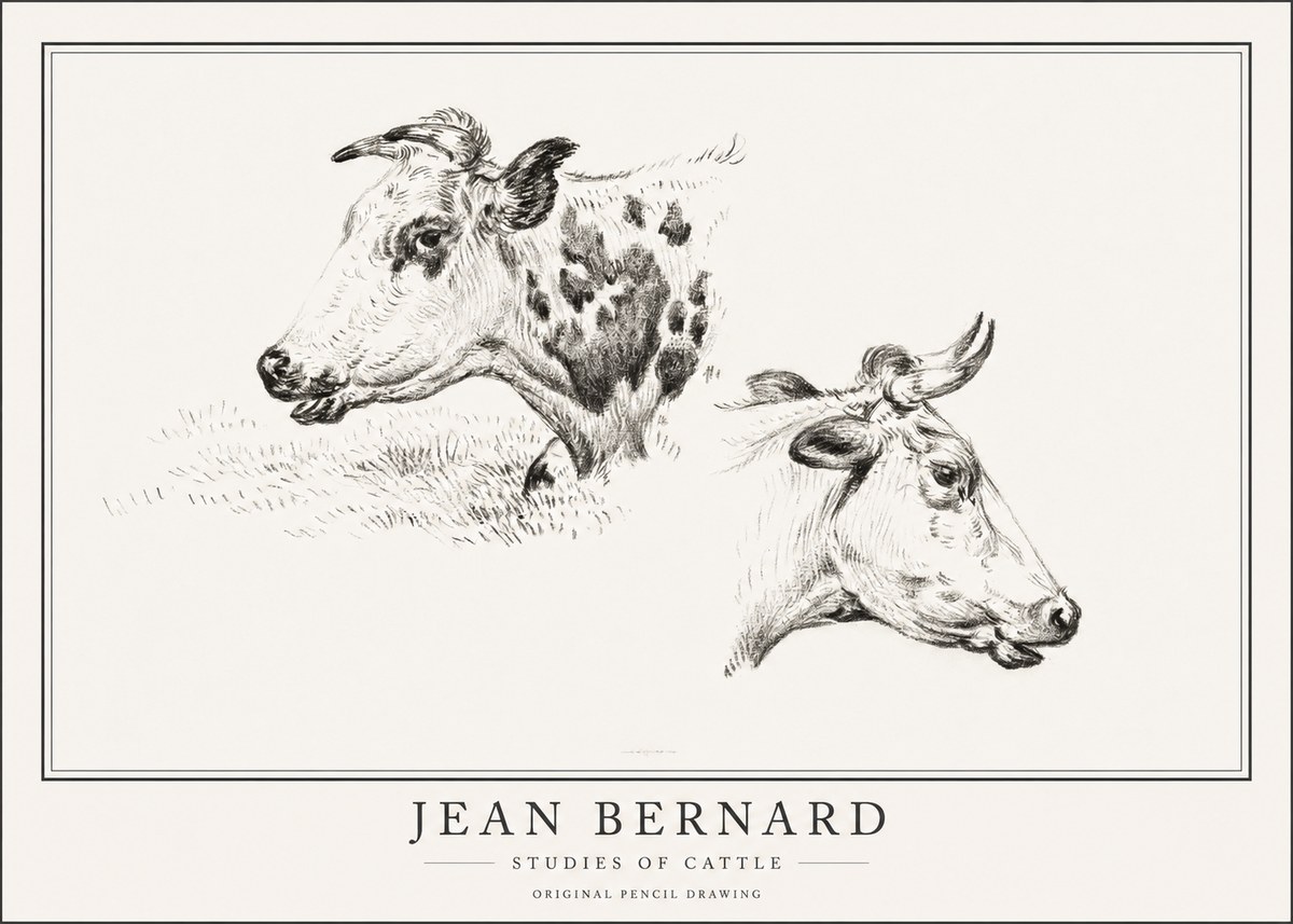Jean Bernard Studies of Cattle I No1 - Poszter