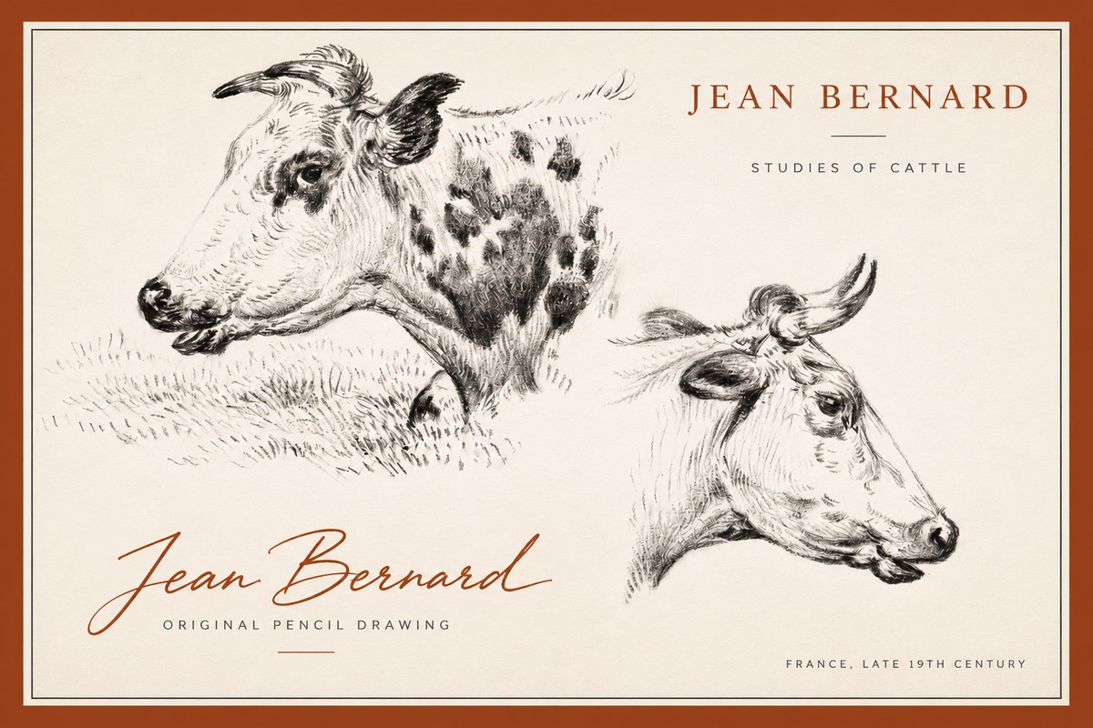 Jean Bernard Studies of Cattle I No3 - Poszter