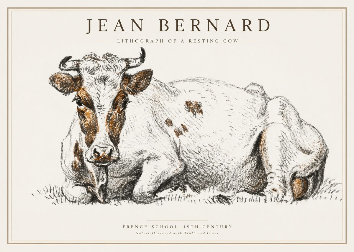 Jean Bernard Study of a Resting Cow III No2 - Poszter