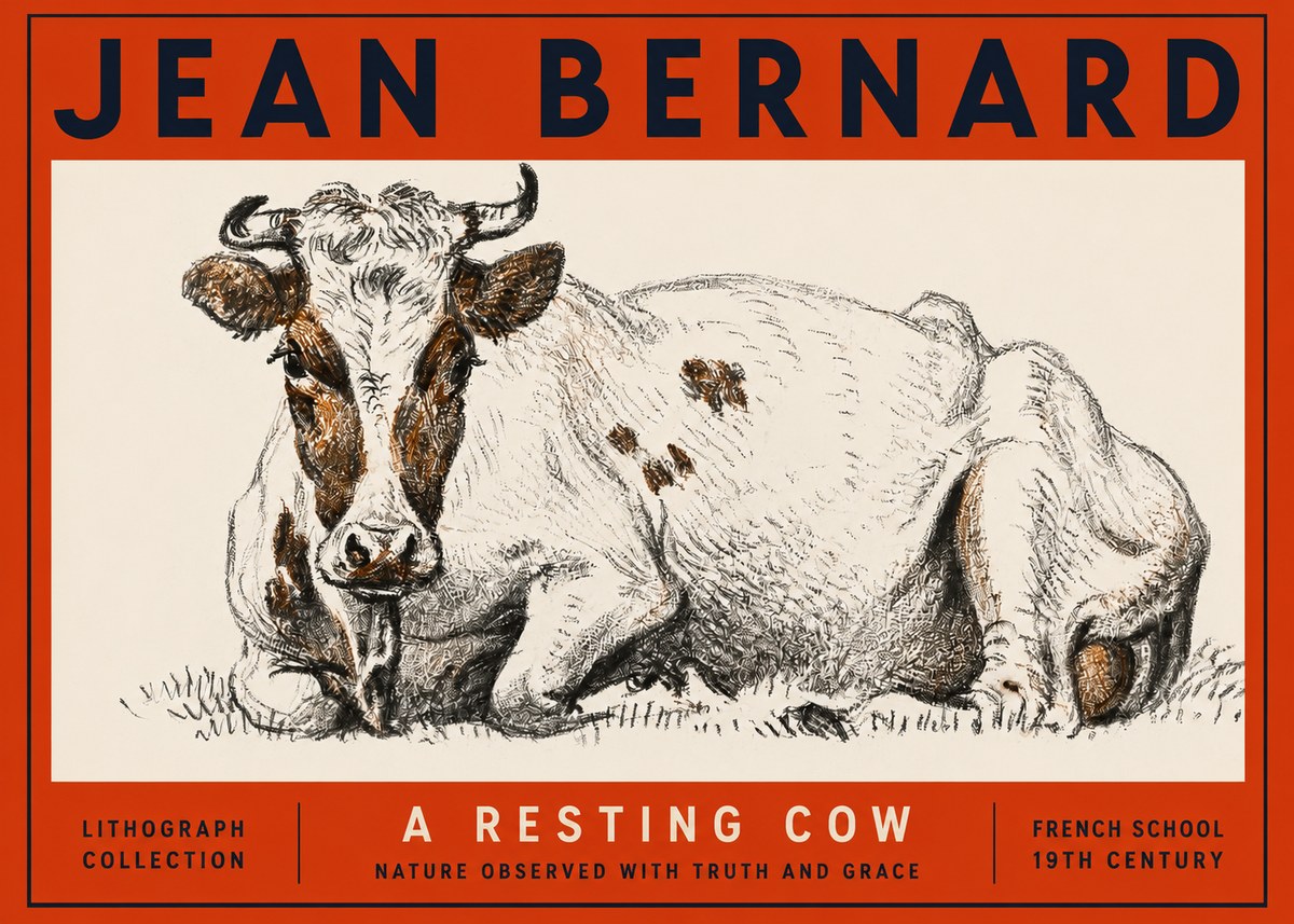 Jean Bernard Study of a Resting Cow III No3 - Poszter