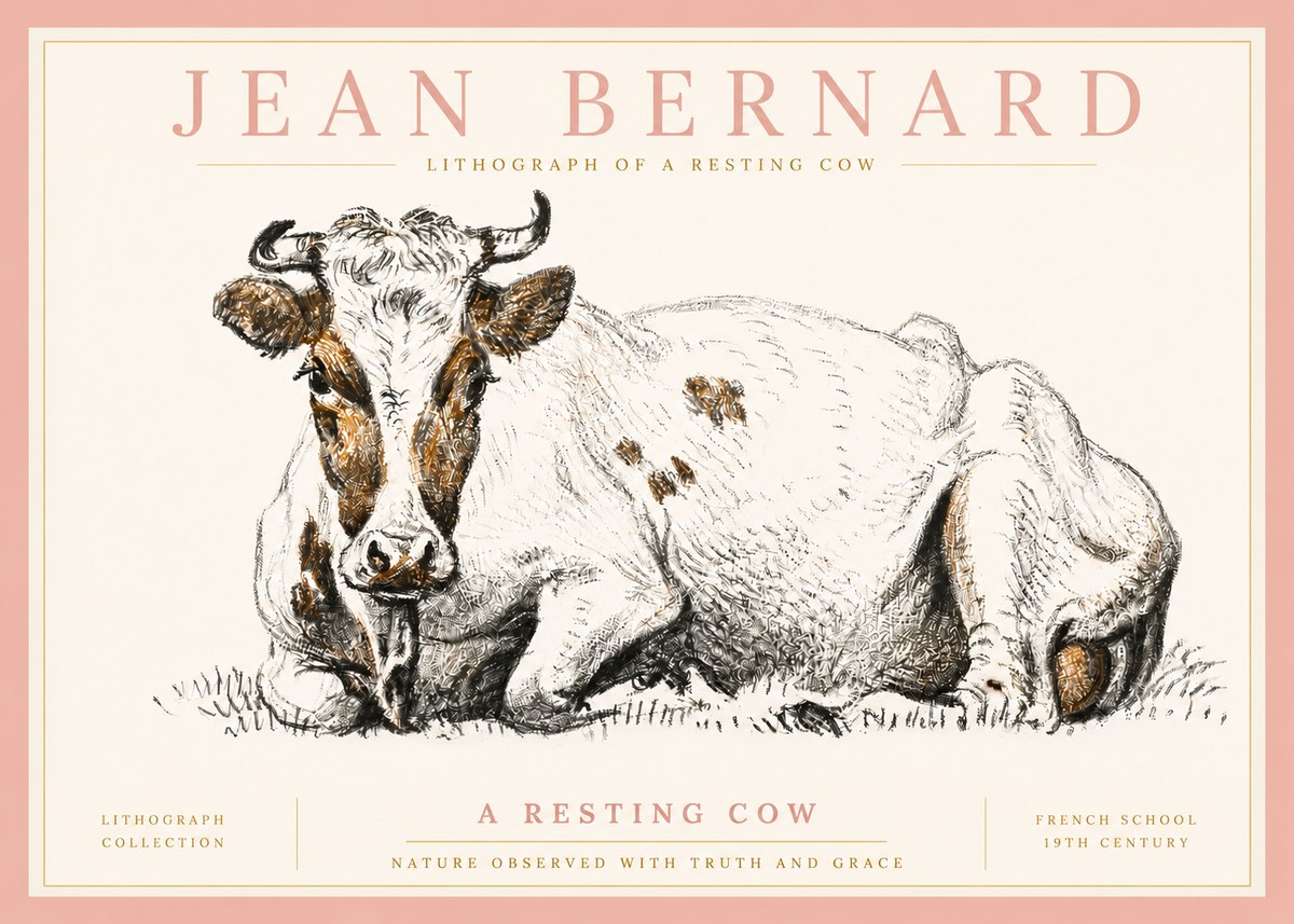 Jean Bernard Study of a Resting Cow III No5 - Poszter