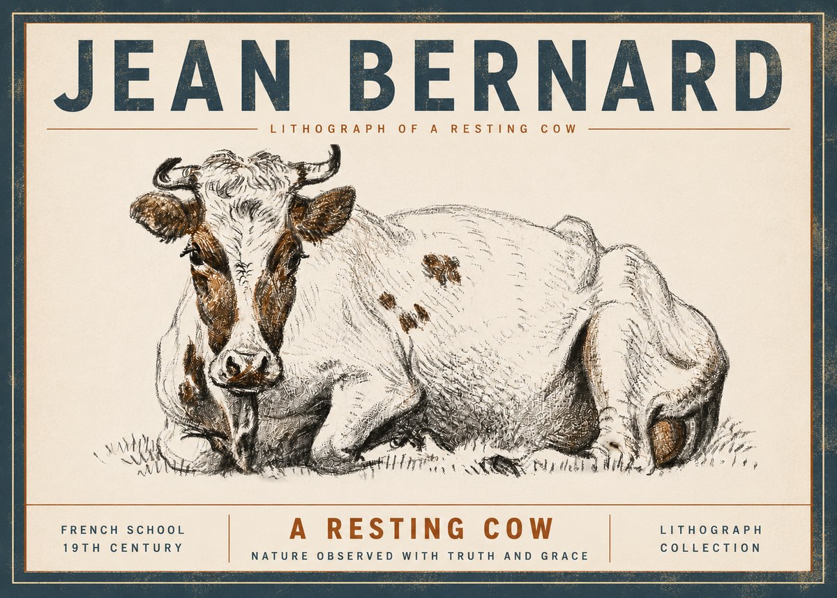Jean Bernard Study of a Resting Cow III No6 - Poszter