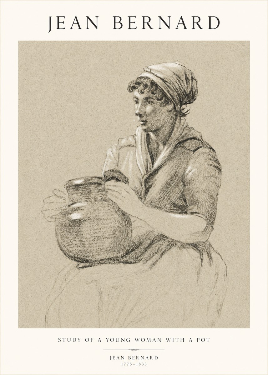Jean Bernard Study of a Young Woman with a Pot No1 - Poszter