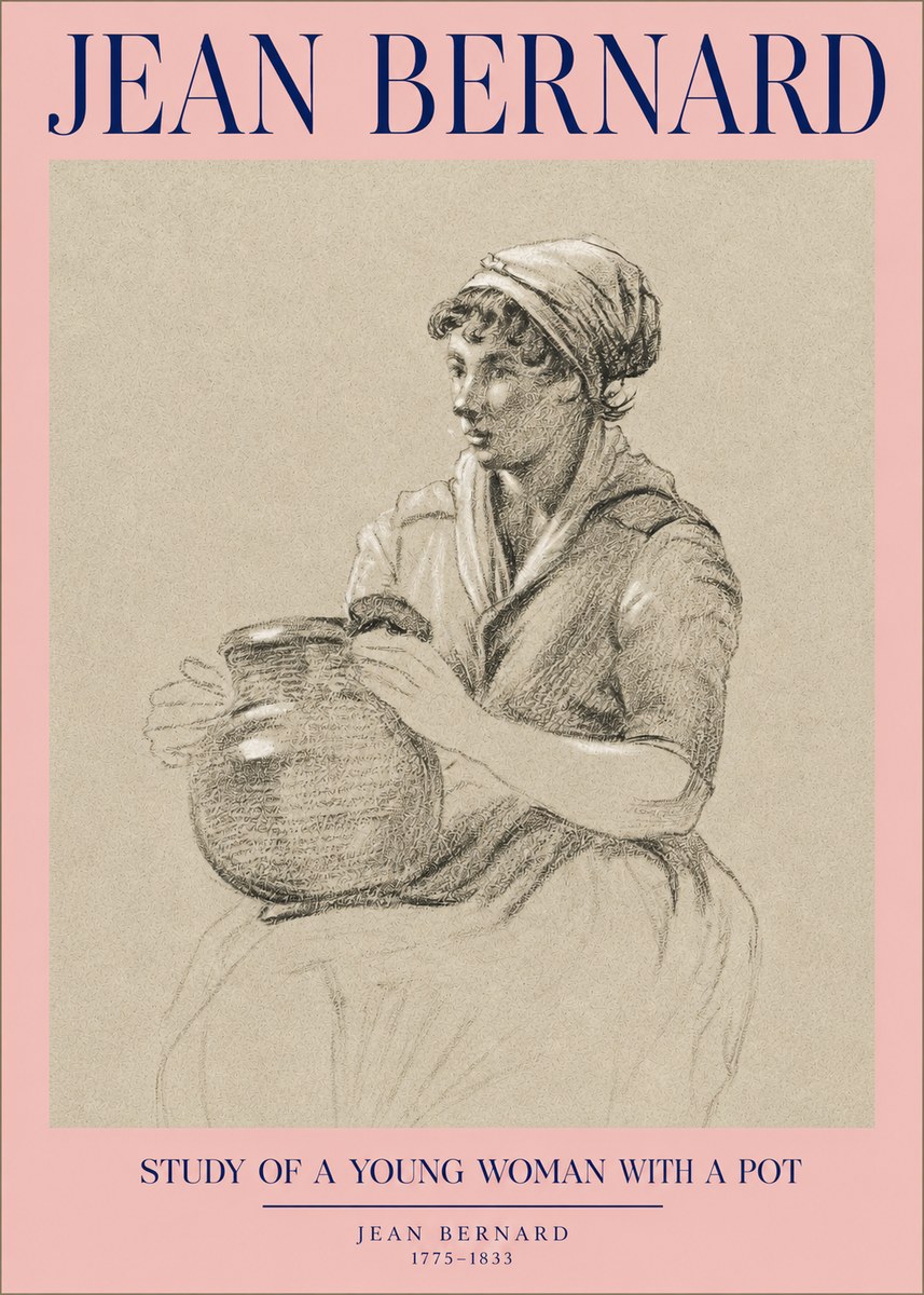 Jean Bernard Study of a Young Woman with a Pot No2 - Poszter