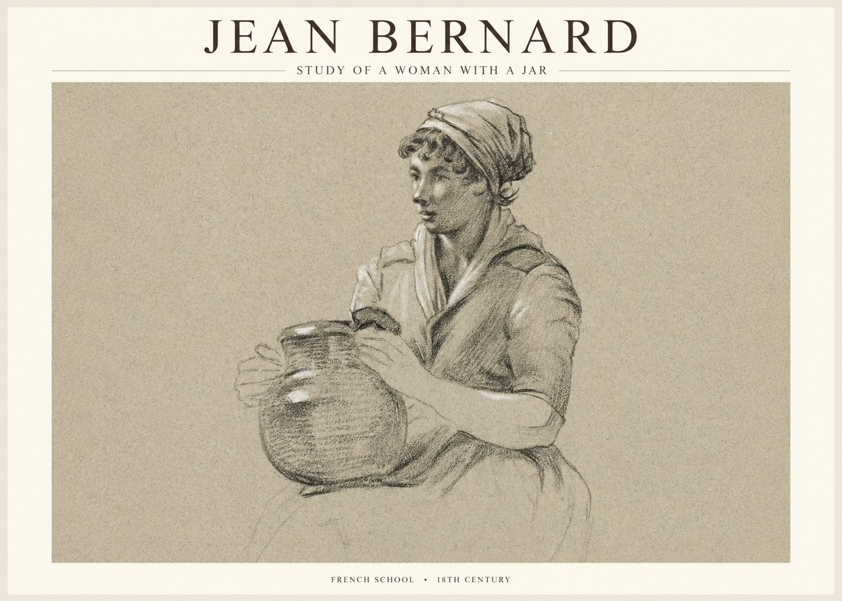 Jean Bernard Study of a Young Woman with a Pot No5 - Poszter