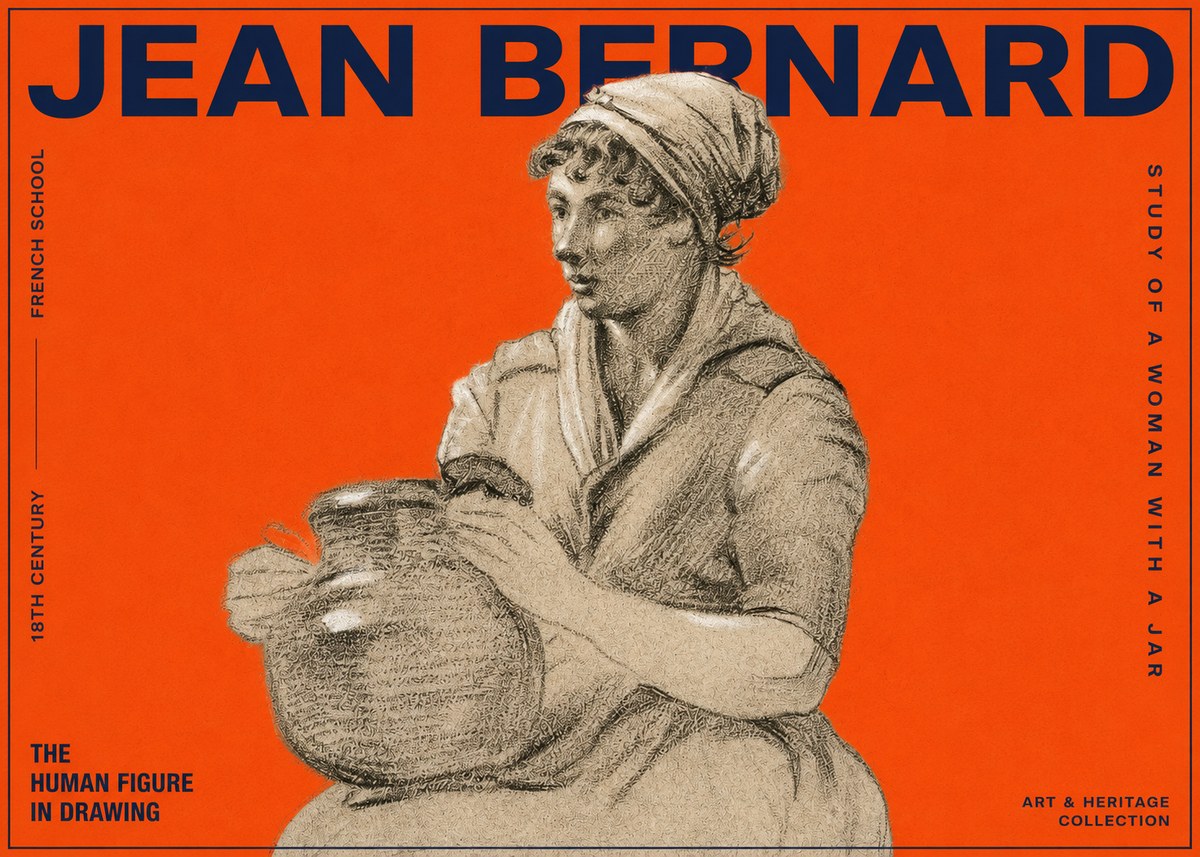 Jean Bernard Study of a Young Woman with a Pot No6 - Poszter