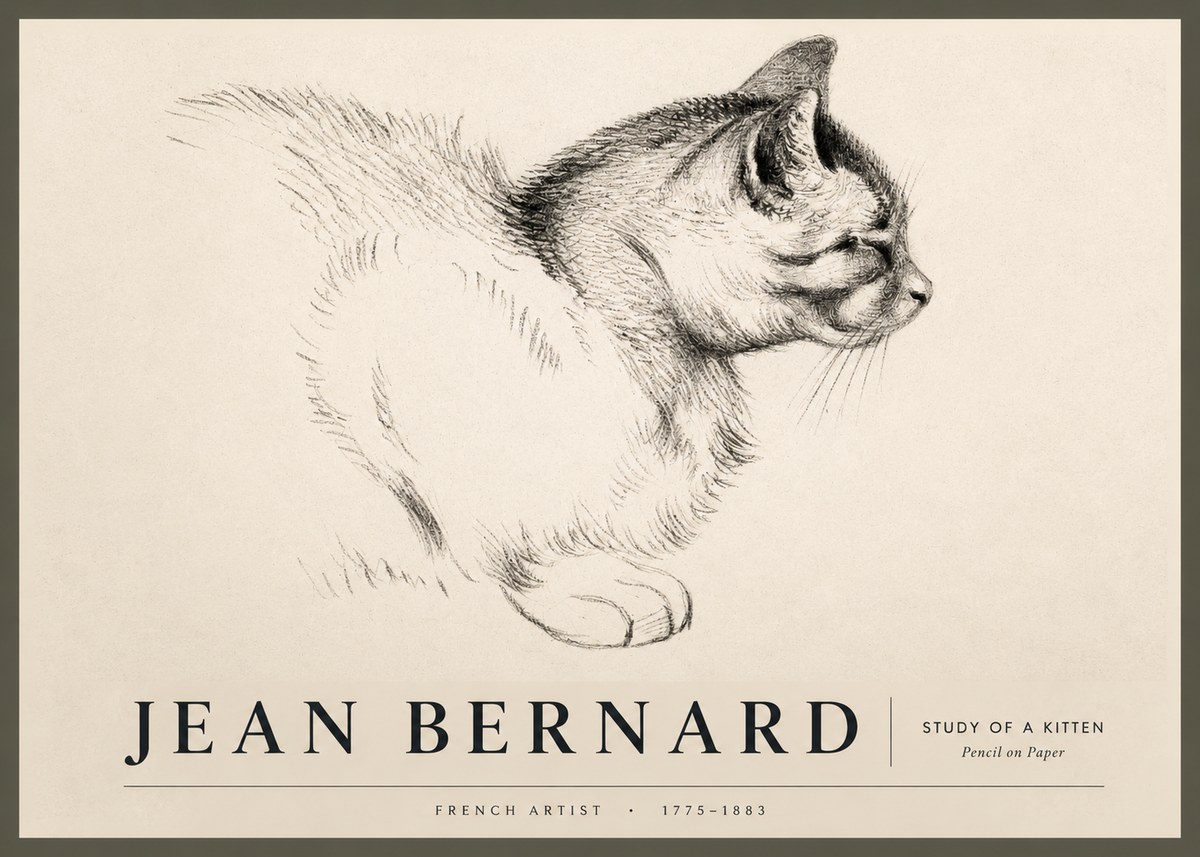 Jean Bernard Study of a Kitten II No2 - Poszter