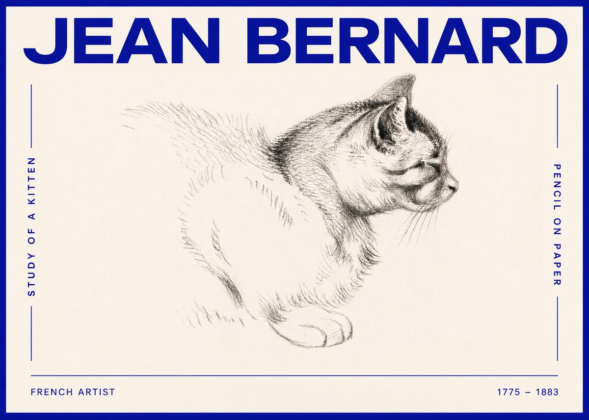 Jean Bernard Study of a Kitten II No4 - Poszter