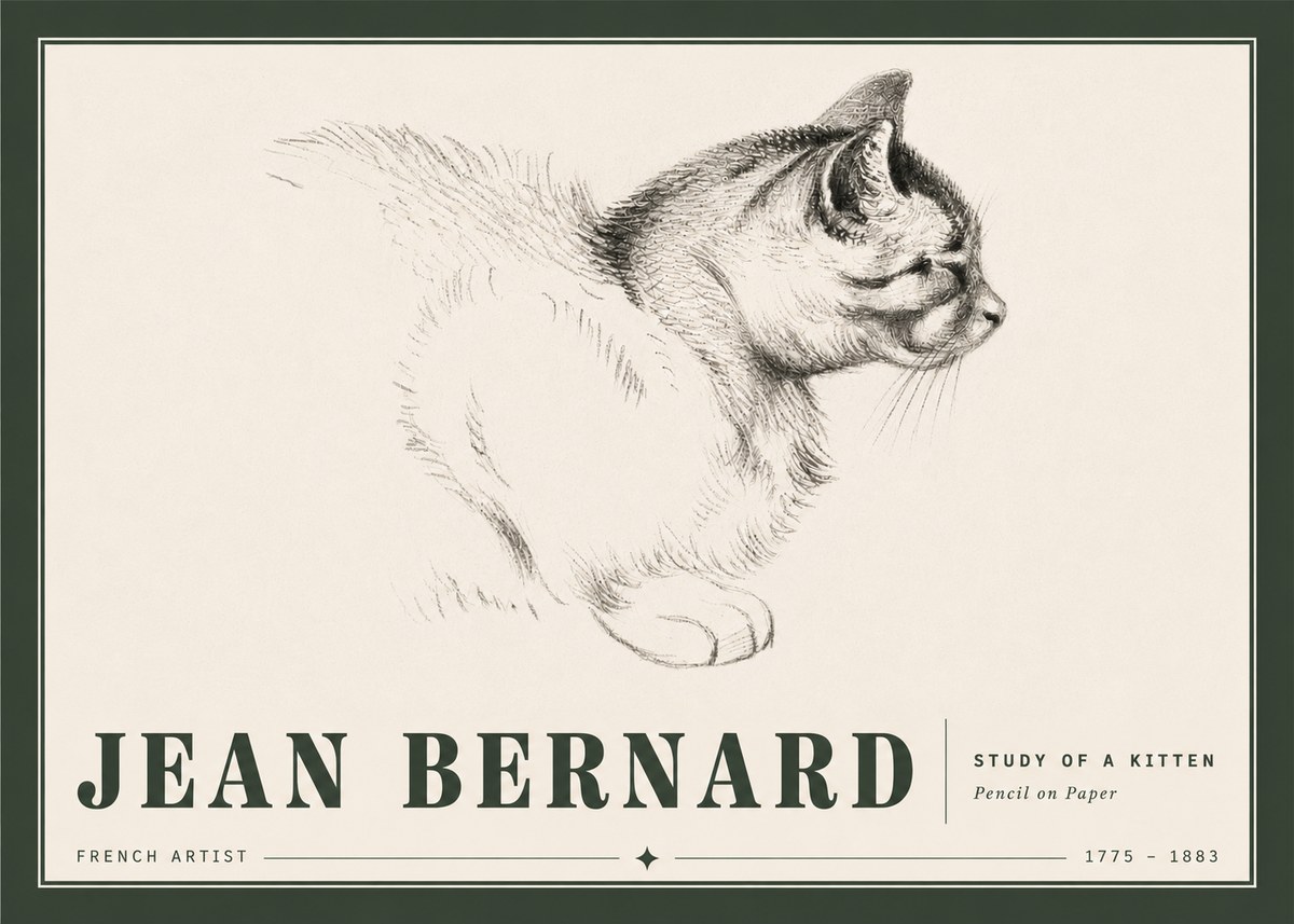 Jean Bernard Study of a Kitten II No5 - Poszter