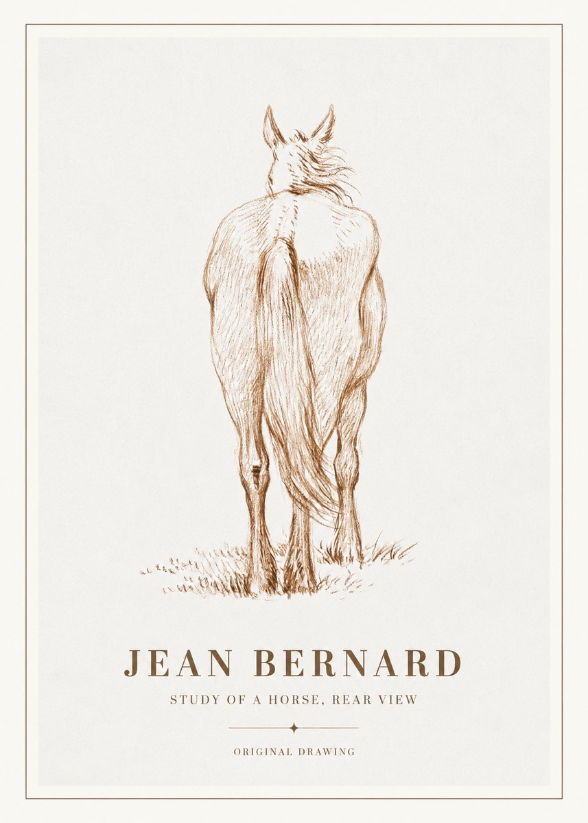 Jean Bernard Study of a Horse, Rear View No2 - Poszter
