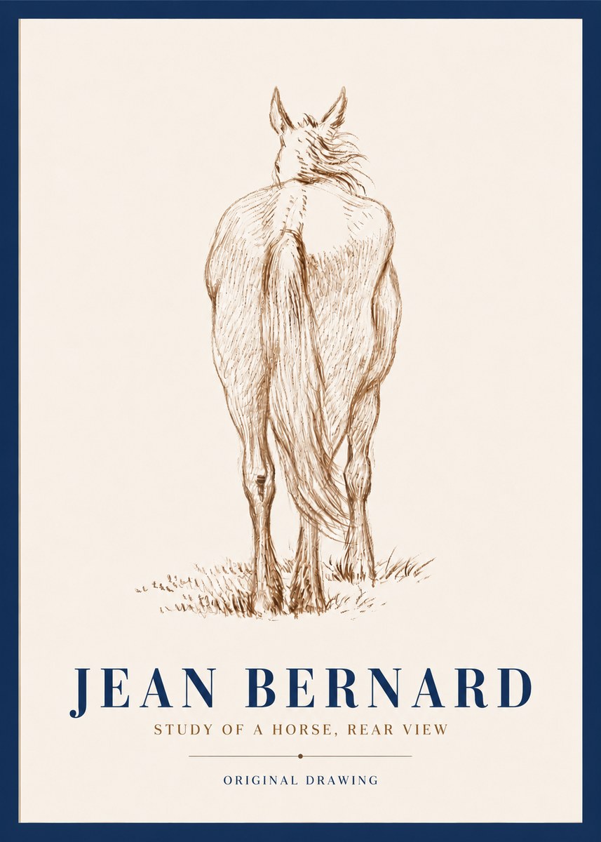 Jean Bernard Study of a Horse, Rear View No4 - Poszter