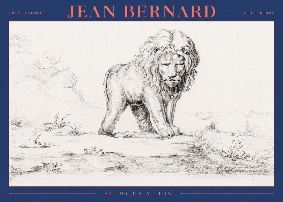 Jean Bernard Study of a Lion I No2 - Poszter