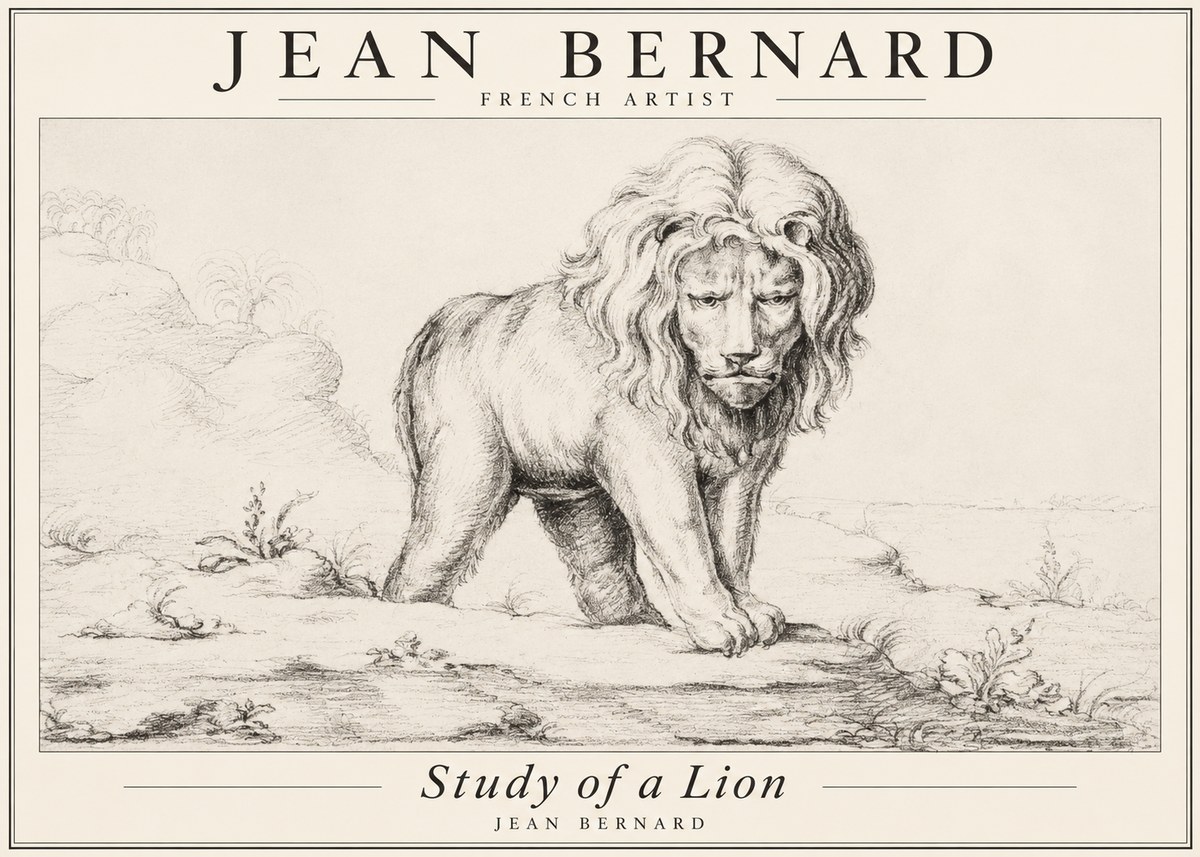 Jean Bernard Study of a Lion I No3 - Poszter