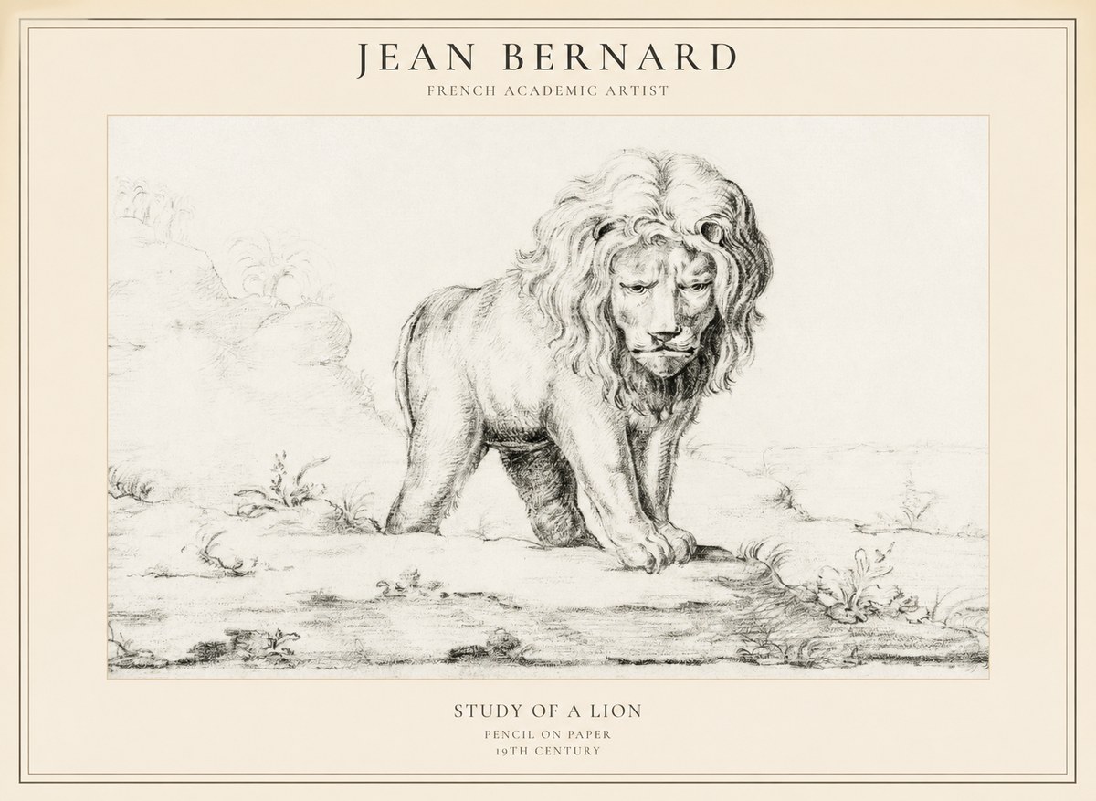 Jean Bernard Study of a Lion I No5 - Poszter