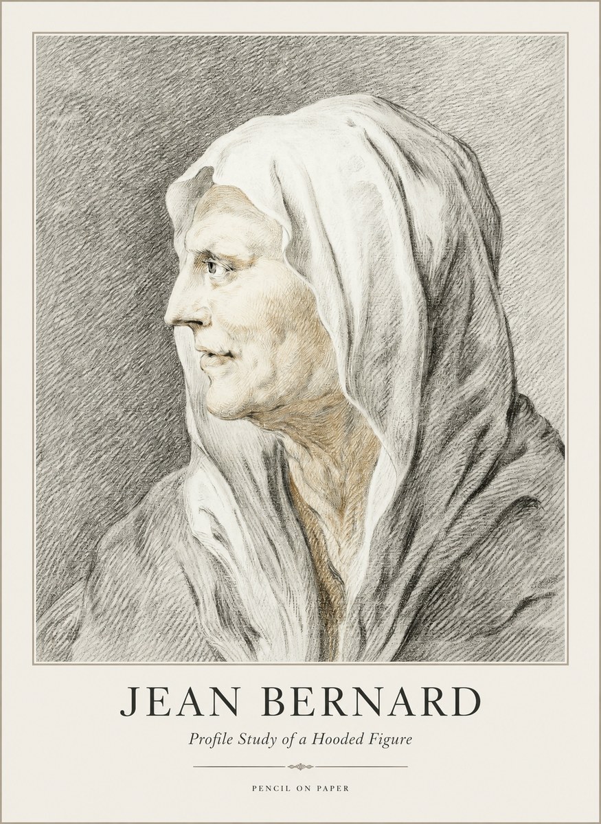 Jean Bernard Profile Study of a Hooded Figure No1 - Poszter