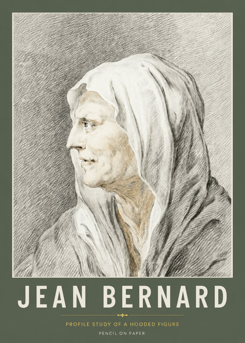 Jean Bernard Profile Study of a Hooded Figure No2 - Poszter