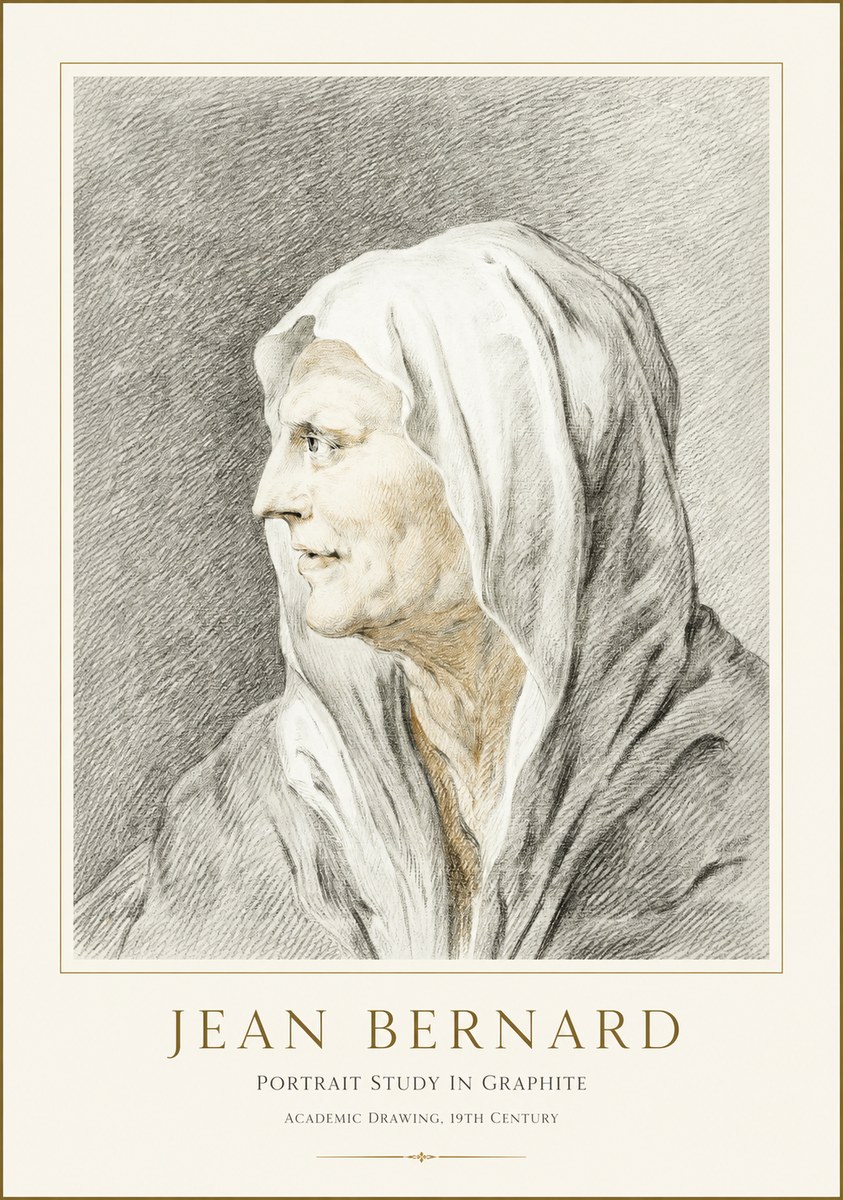 Jean Bernard Profile Study of a Hooded Figure No3 - Poszter