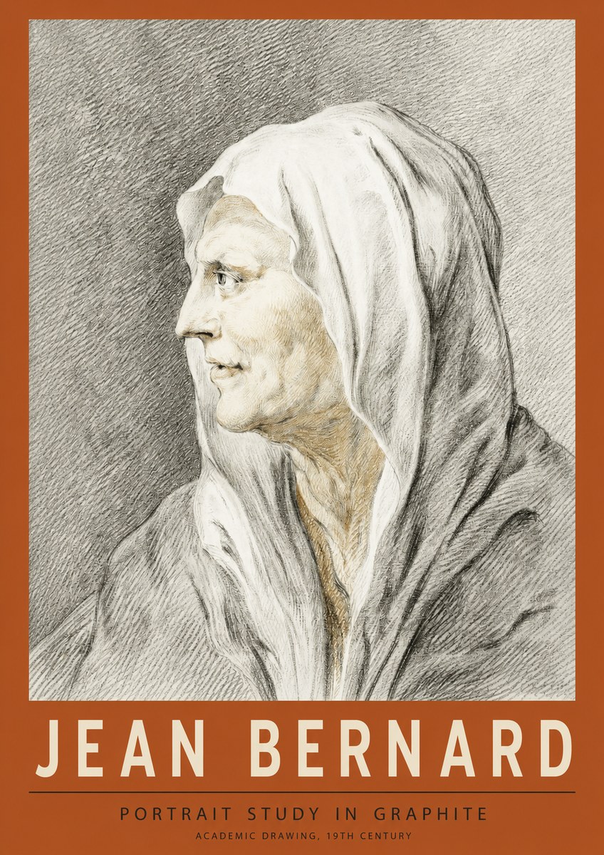 Jean Bernard Profile Study of a Hooded Figure No4 - Poszter