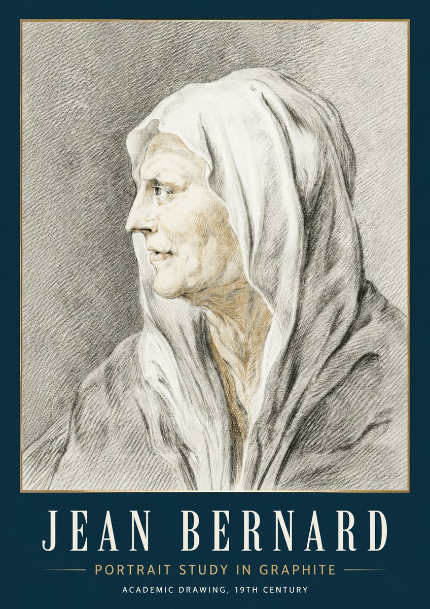 Jean Bernard Profile Study of a Hooded Figure No5 - Poszter
