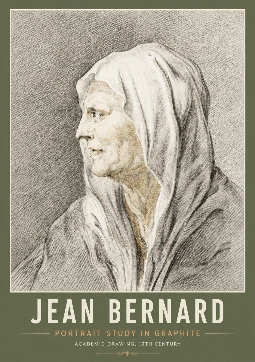 Jean Bernard Profile Study of a Hooded Figure No6 - Poszter