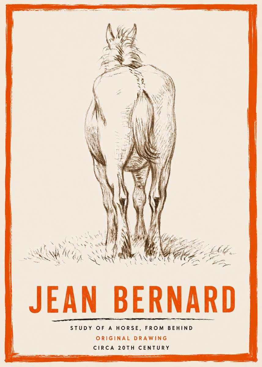 Jean Bernard Horse Study - from Behind No4 - Poszter