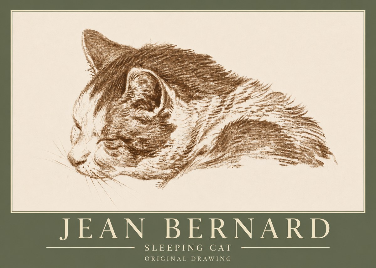 Jean Bernard Sleeping Cat II No3 - Poszter