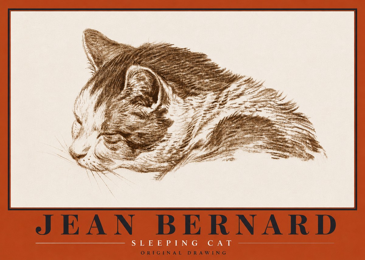 Jean Bernard Sleeping Cat II No5 - Poszter