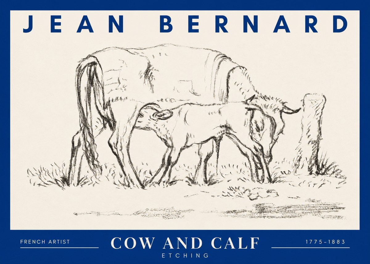 Jean Bernard Cow and Calf I No2 - Poszter
