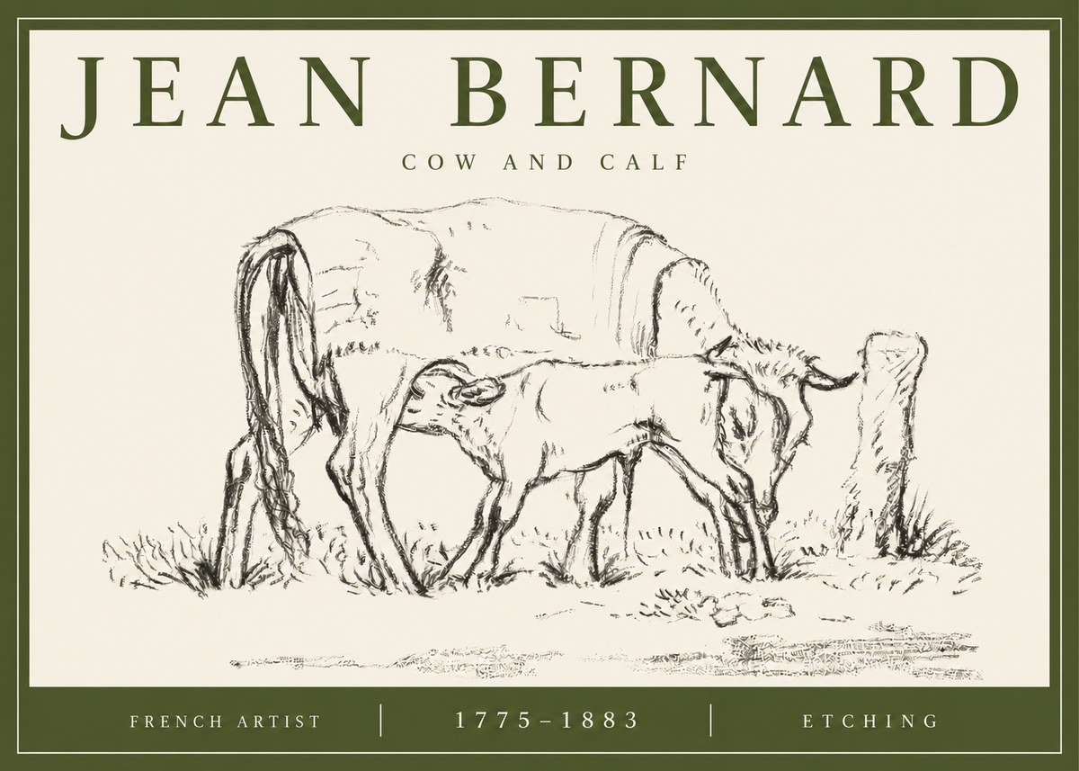 Jean Bernard Cow and Calf I No3 - Poszter