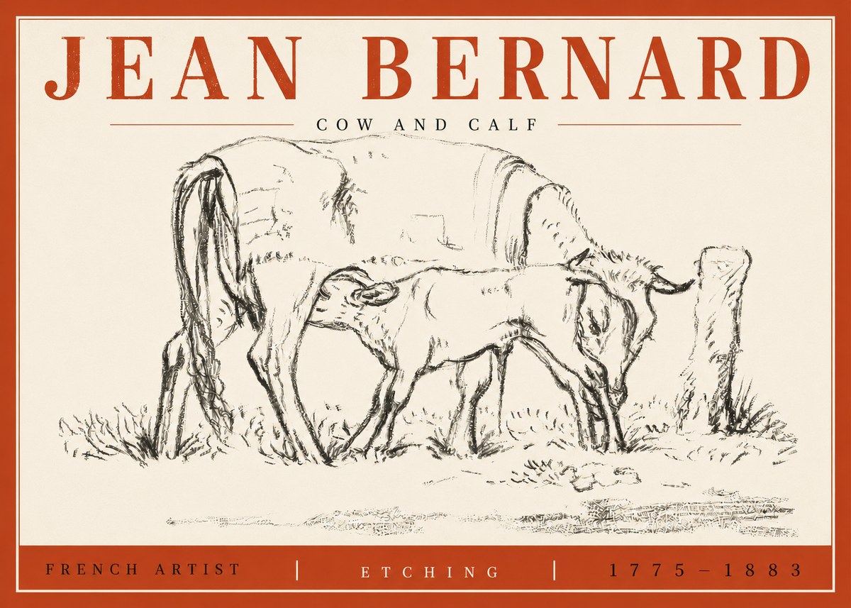 Jean Bernard Cow and Calf I No4 - Poszter