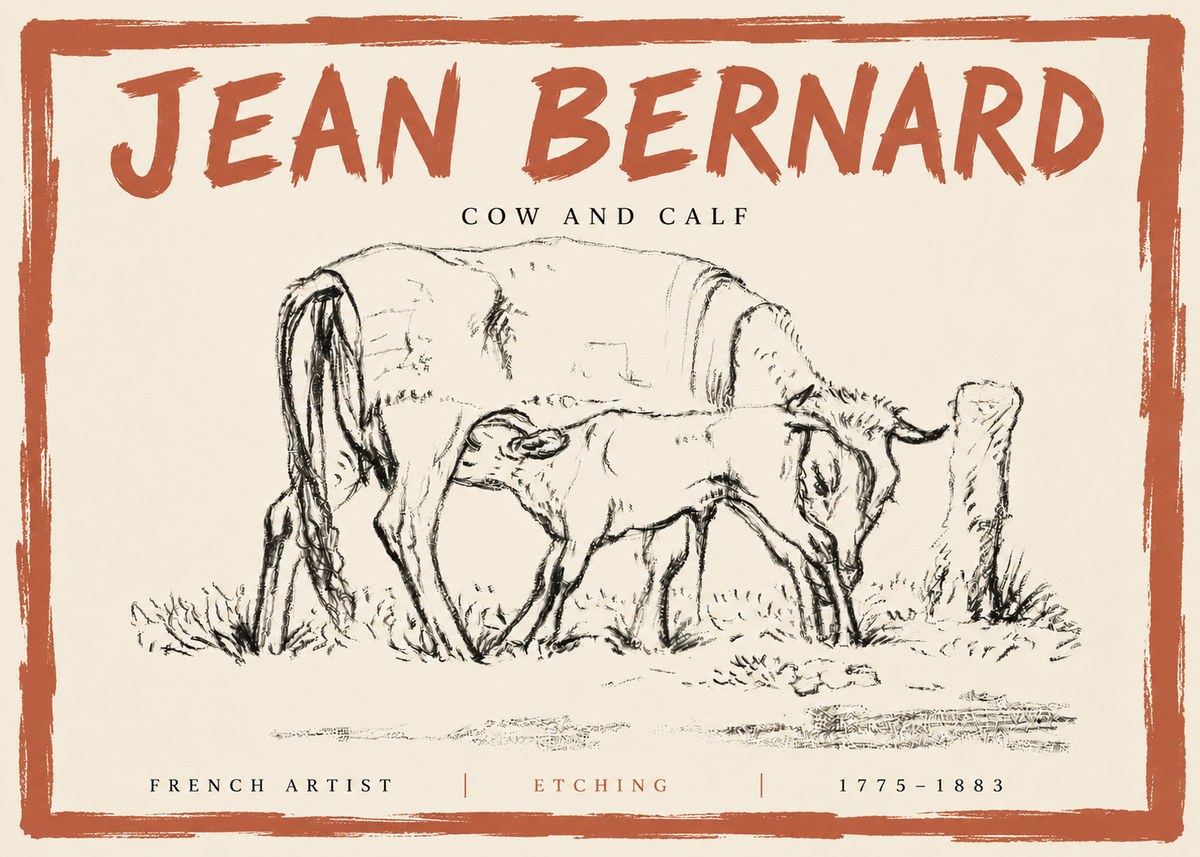 Jean Bernard Cow and Calf I No5 - Poszter
