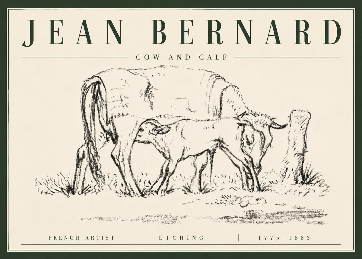 Jean Bernard Cow and Calf I No6 - Poszter