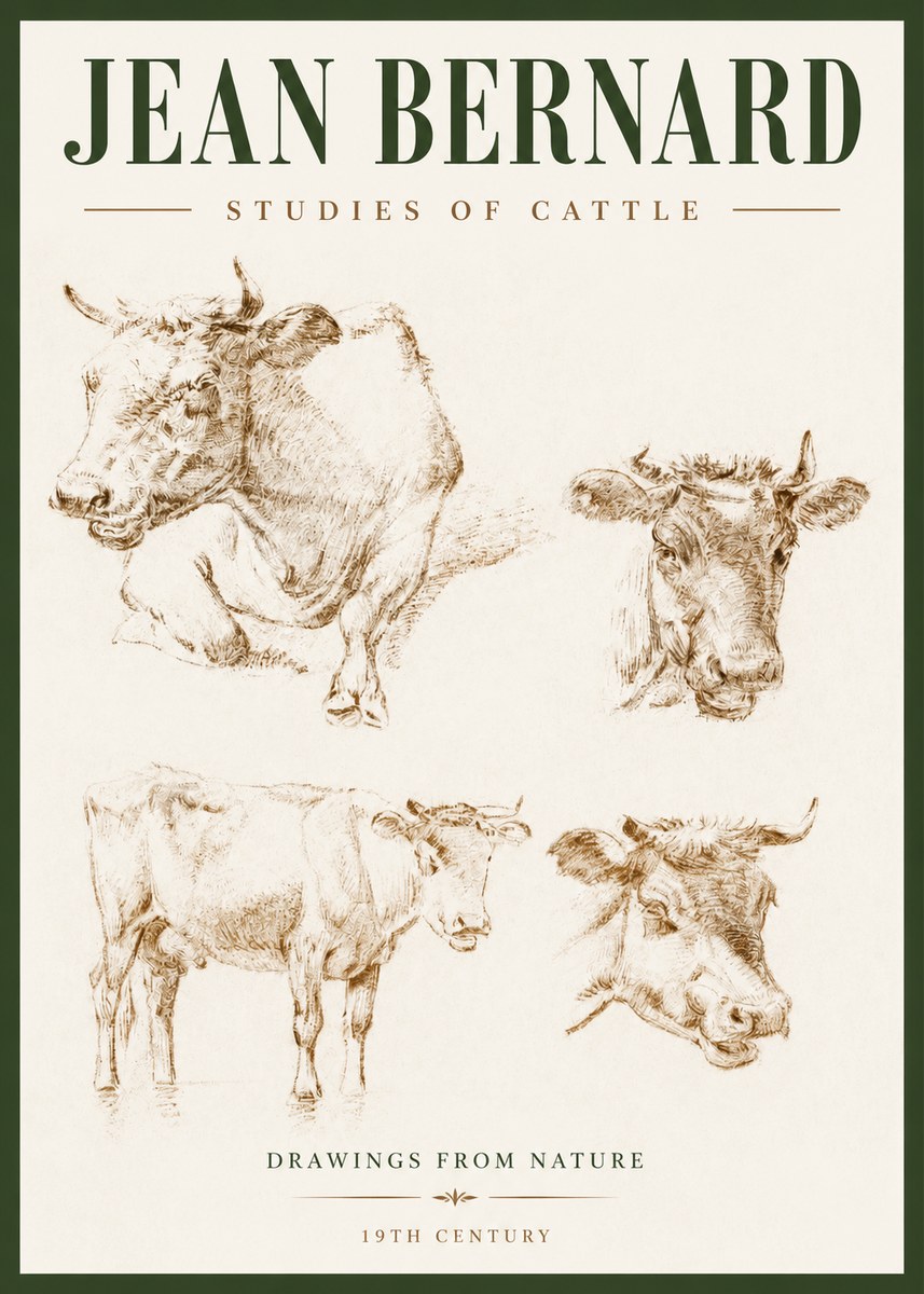 Jean Bernard Studies of Cattle II No2 - Poszter